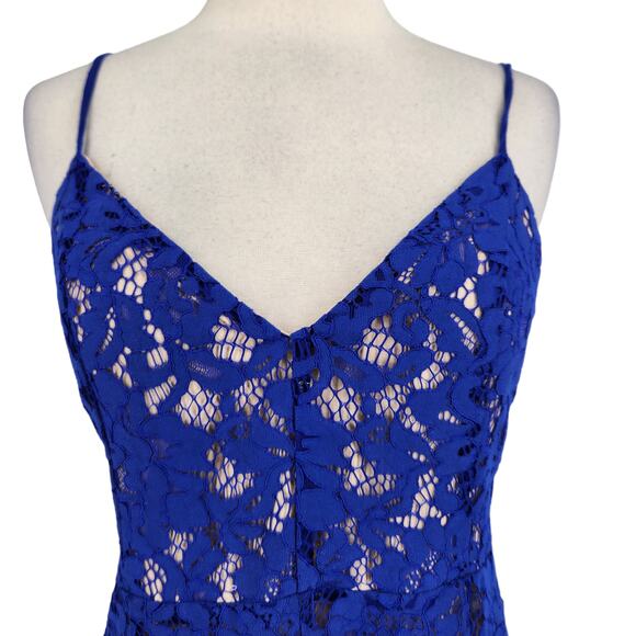 Lulus One Wish Royal Blue Lace Handkerchief Hem Dress - Picture 3 of 9